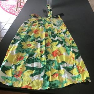 Adjustable straps dress sleeveless yellows greens and orange